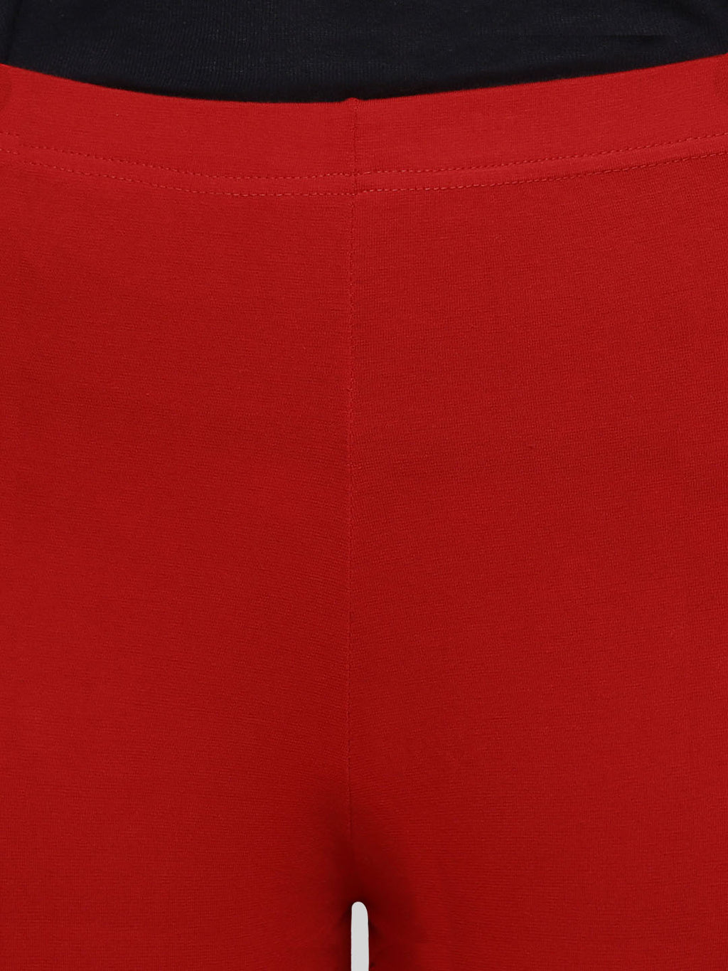 Saundarya Women’s Slim Fit Calf Length Super Combed Cotton Rich Lycra Fabric Tailored Cut Stretchable Solid Plain Color Leggings; Red