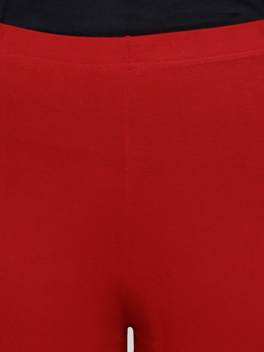 Saundarya Women’s Slim Fit Calf Length Super Combed Cotton Rich Lycra Fabric Tailored Cut Stretchable Solid Plain Color Leggings; Red