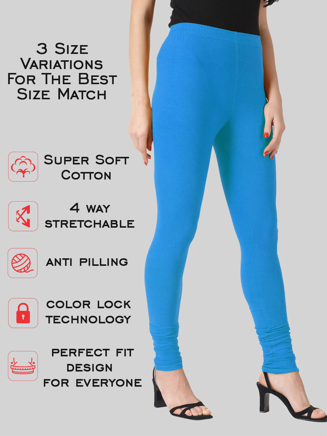 Saundarya Women's Azure Blue Churidar Leggings Cotton