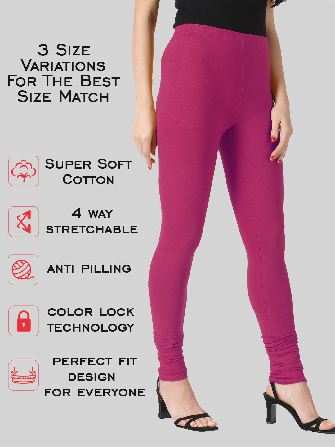 Saundarya Women's Dark Pink Churidar Leggings Cotton