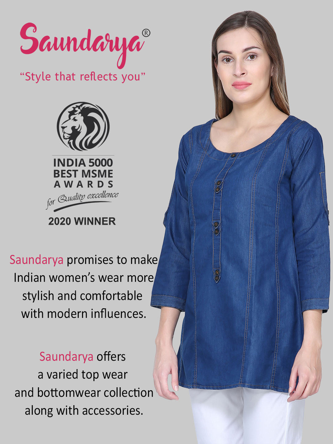 Saundarya Women's Denim Kurti Top