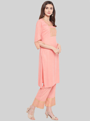 Saundarya Women's Peach Kurta with Pant set