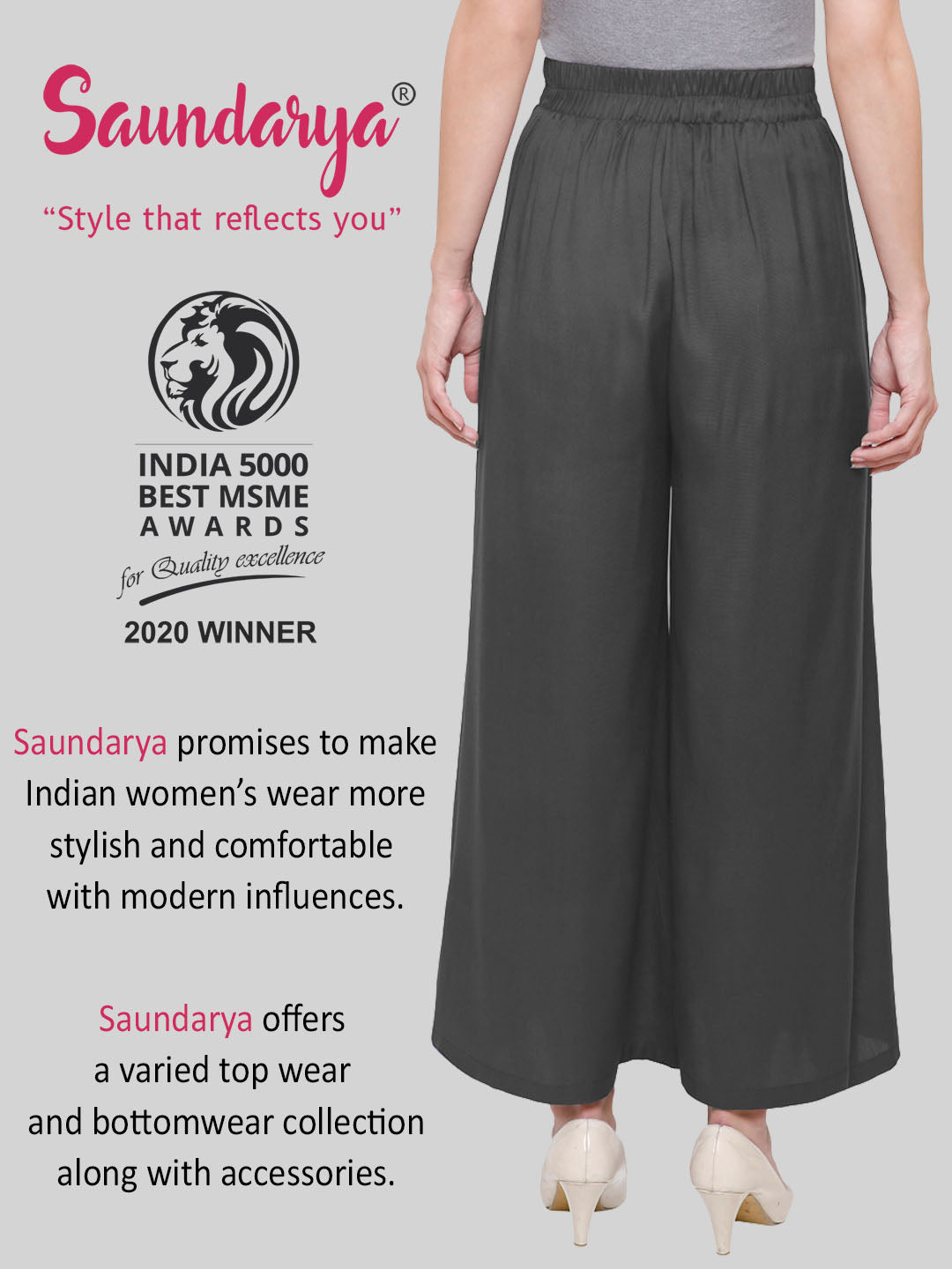 Saundarya Women's Loose Fit Skirt Palazzo  Black