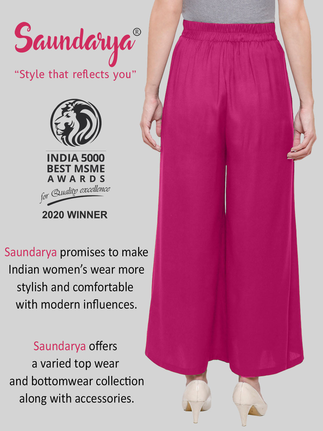 Saundarya Women's Loose Fit Skirt Palazzo  Dark Pink