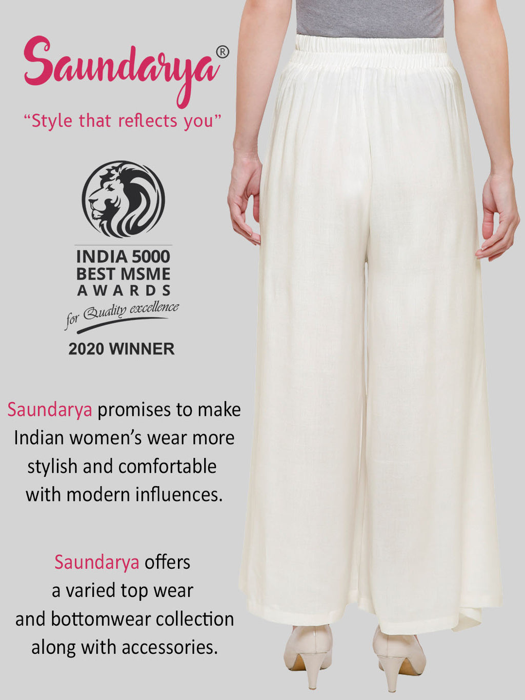 Saundarya Women's Loose Fit Skirt Palazzo  Off White