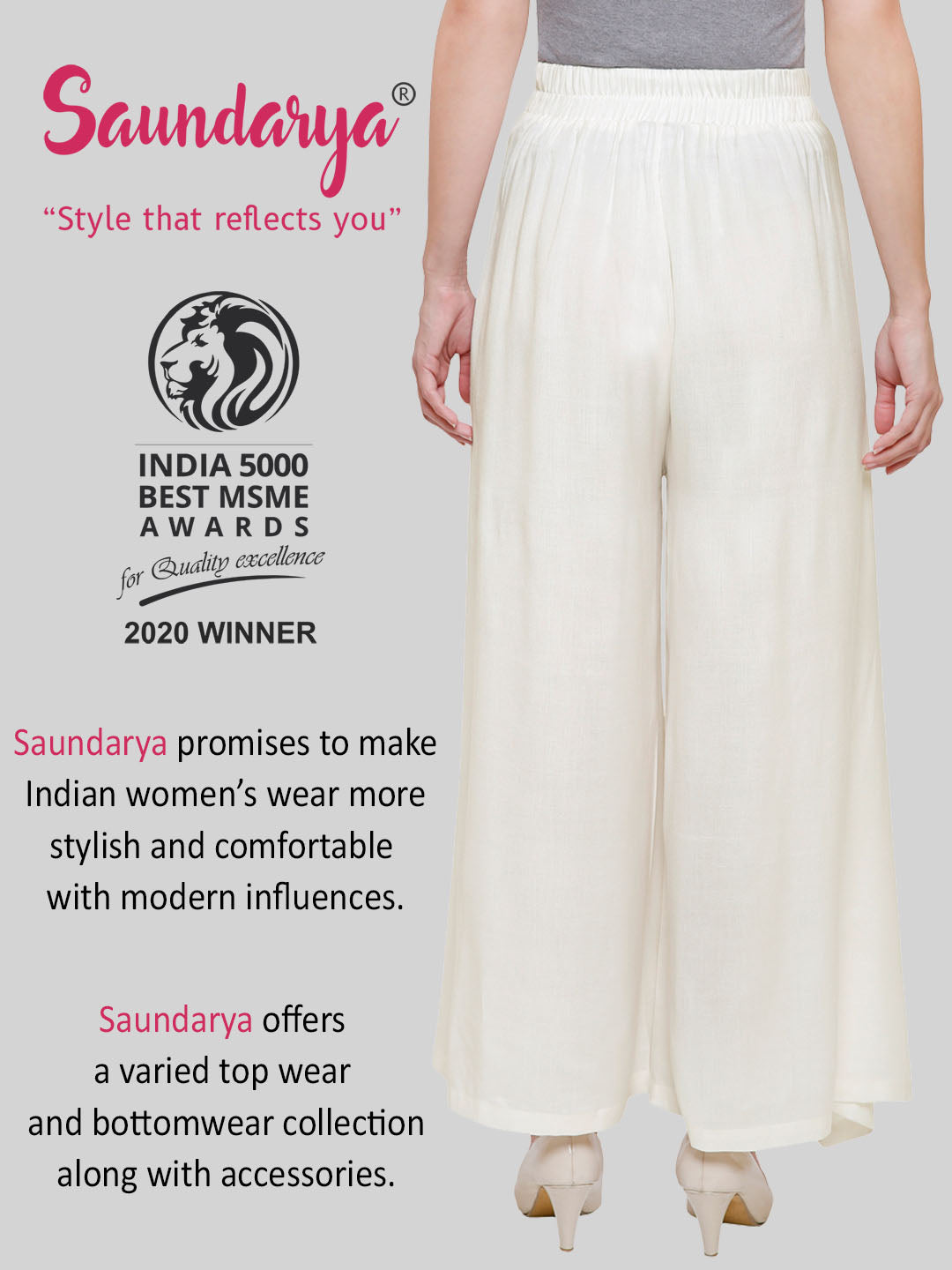 Saundarya Women's Loose Fit Skirt Palazzo  Off White