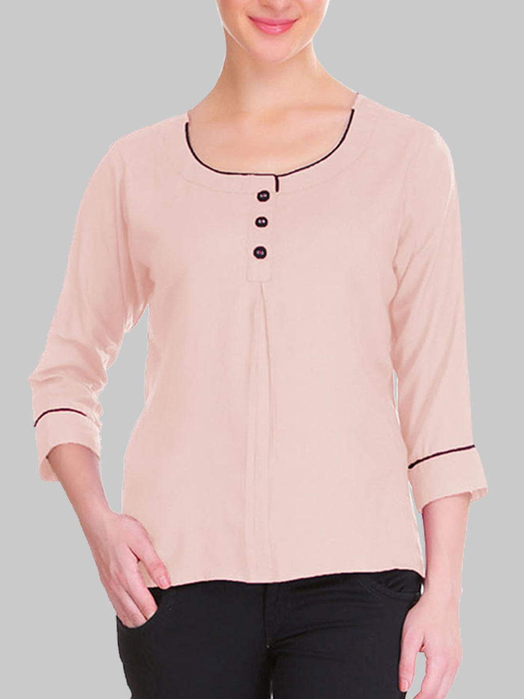 Saundarya Women's Peach U-Neck Top
