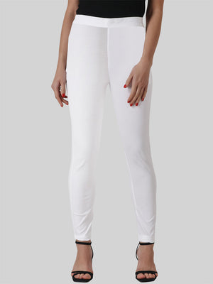 Saundarya Women’s Ankle Length Cotton Pants; White