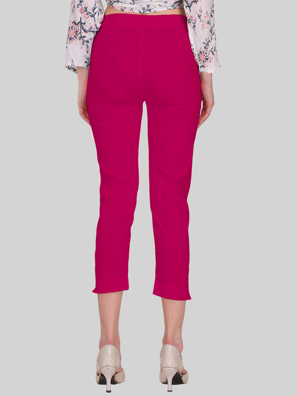Saundarya Women’s Cropped Cotton Pants; Dark Pink