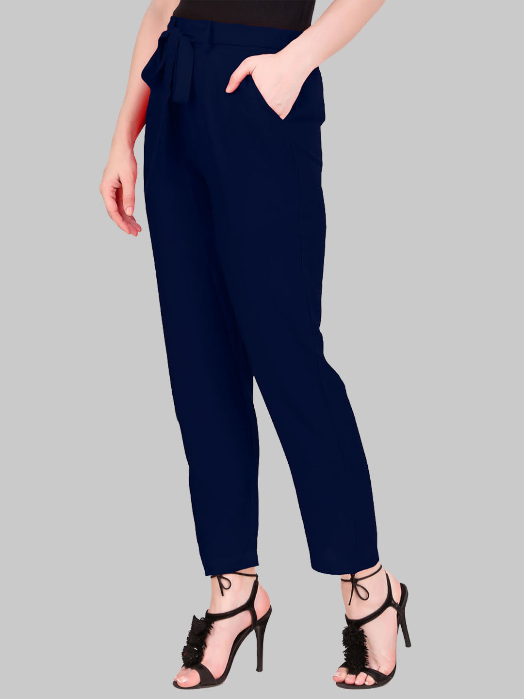 Saundarya Women's Rayon Loose Fit Tapered Pant  Navy Blue