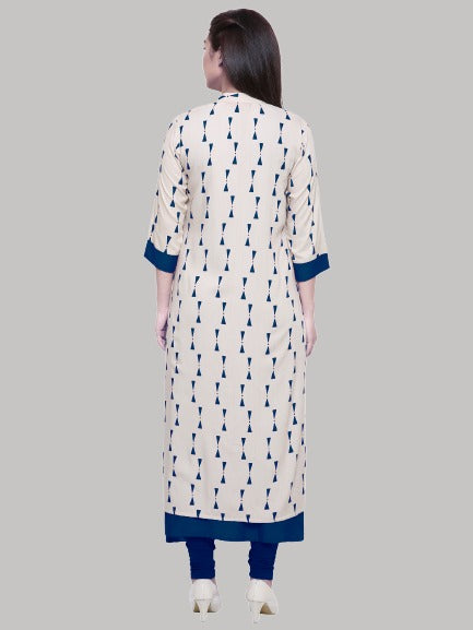Saundarya Women's Rayon Cotton Sleeveless Dress With jacket : Navy Blue