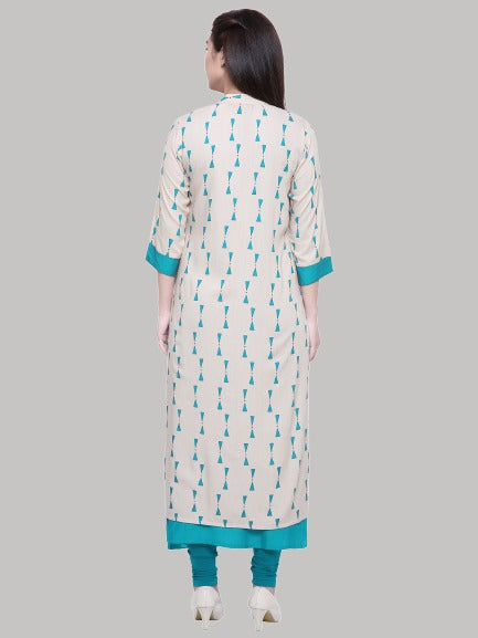 Saundarya Women's Rayon Cotton Sleeveless Dress With jacket : Rama Green