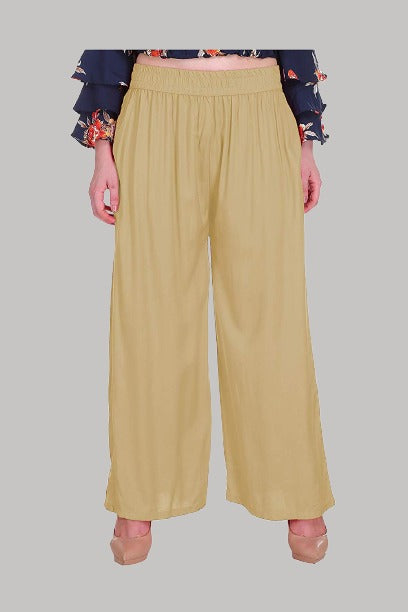 Saundarya Women's Relaxed Fit Palazzos Beige