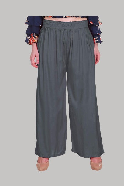Saundarya Women's Relaxed Fit Palazzos Grey