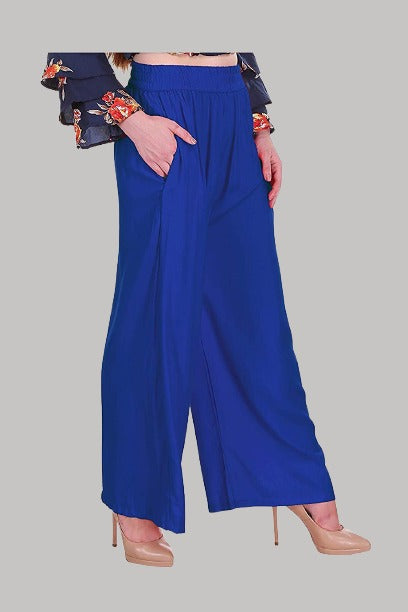 Saundarya Women's Relaxed Fit Palazzos Royal Blue
