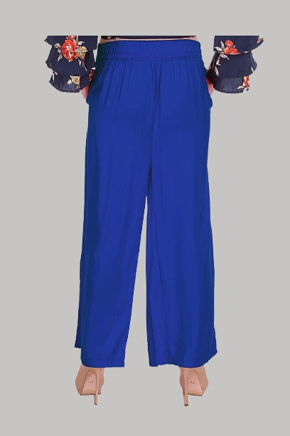 Saundarya Women's Relaxed Fit Palazzos Royal Blue