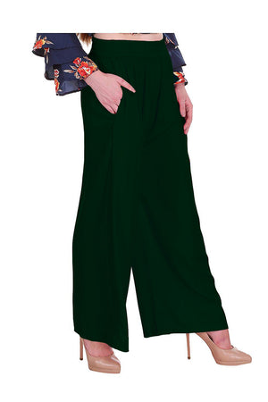 Saundarya Women's Relaxed Fit Palazzos Olive Green