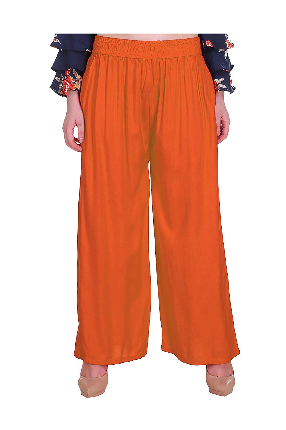 Saundarya Women's Relaxed Fit Palazzos Orange