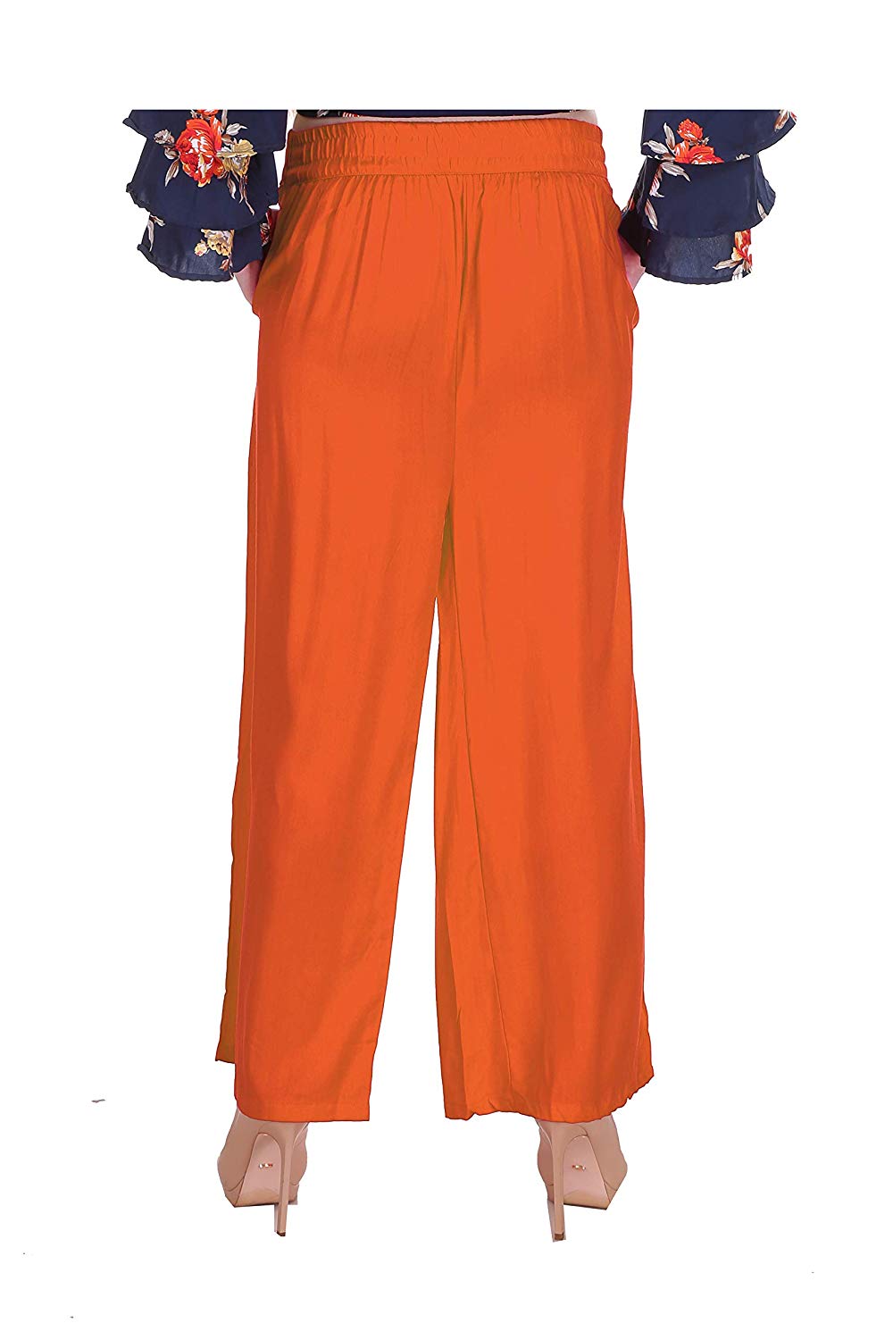 Saundarya Women's Relaxed Fit Palazzos Orange